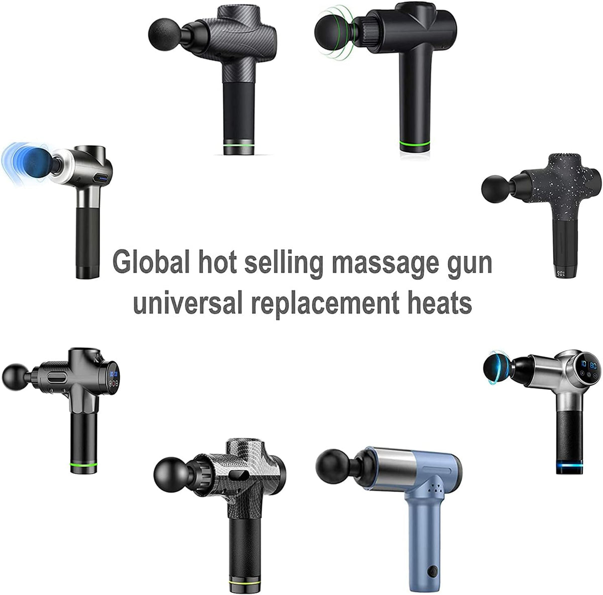 Massage Gun Heads for Hypervolt Go, Replaceable Massager Gun Attachment 8 Different Muscle Massager Heads Deep Tissue Percussion Plug and Play Salon Tools Home Pain Relief New Upgrade Massage Head