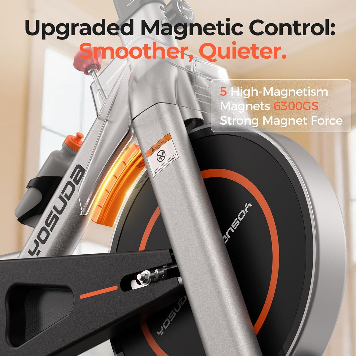 Exercise Bike, Brake Pad Stationary Bike for Home with Exclusive App, Magnetic Indoor Cycling Bike with 300 lb Weight Capacity, Low Noise, Tablet Holder and Fitness Courses for Weight Loss
