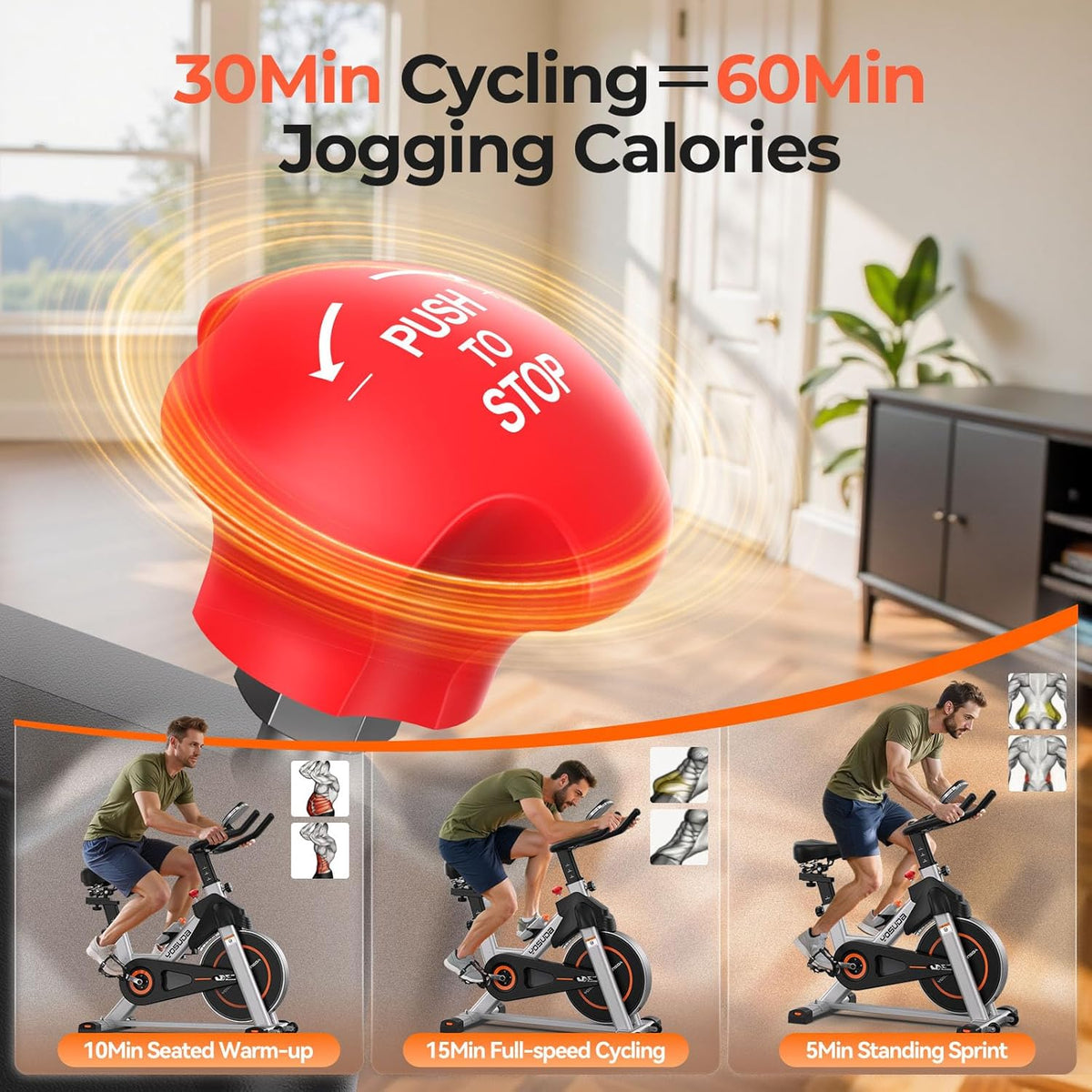 Exercise Bike, Brake Pad Stationary Bike for Home with Exclusive App, Magnetic Indoor Cycling Bike with 300 lb Weight Capacity, Low Noise, Tablet Holder and Fitness Courses for Weight Loss