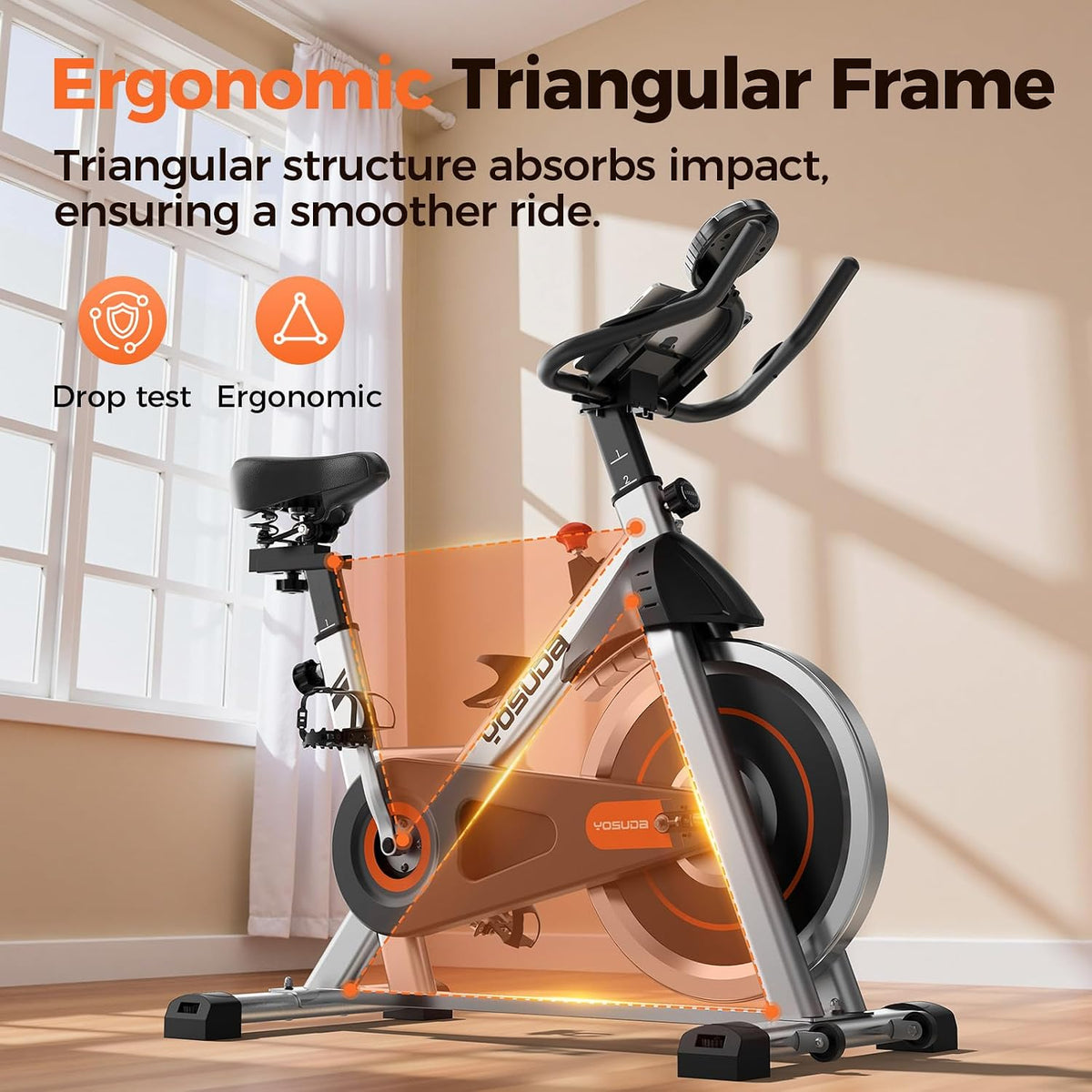 Exercise Bike, Brake Pad Stationary Bike for Home with Exclusive App, Magnetic Indoor Cycling Bike with 300 lb Weight Capacity, Low Noise, Tablet Holder and Fitness Courses for Weight Loss