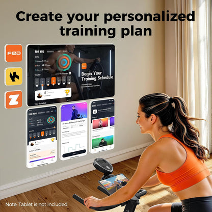 Exercise Bike, Brake Pad Stationary Bike for Home with Exclusive App, Magnetic Indoor Cycling Bike with 300 lb Weight Capacity, Low Noise, Tablet Holder and Fitness Courses for Weight Loss