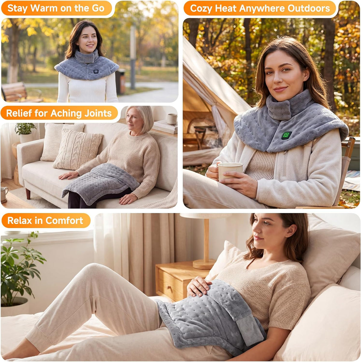 Portable Cordless Heating Pad for Neck and Shoulders Back, 10000mAh Battery