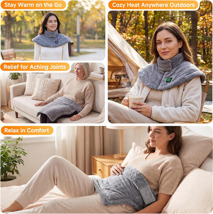 Portable Cordless Heating Pad for Neck and Shoulders Back, 10000mAh Battery