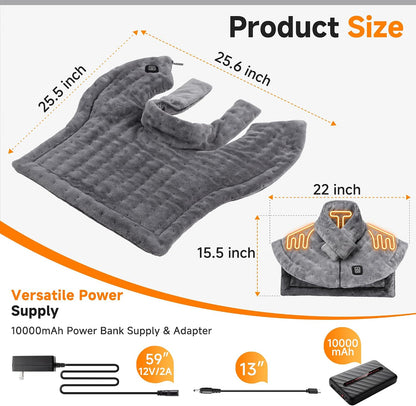 Portable Cordless Heating Pad for Neck and Shoulders Back, 10000mAh Battery