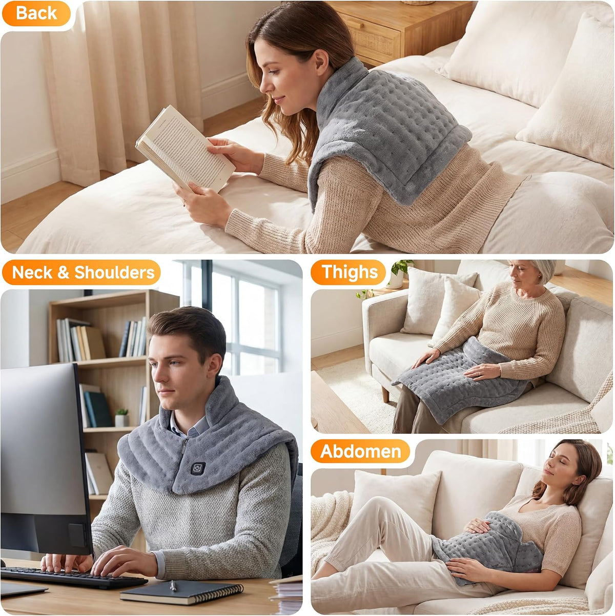 Portable Cordless Heating Pad for Neck and Shoulders Back, 10000mAh Battery