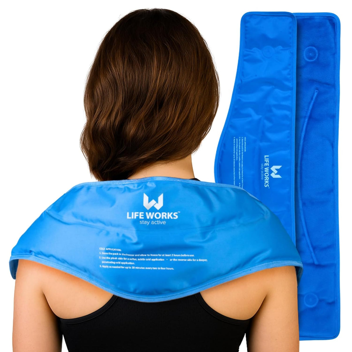 Gel Neck Ice Pack Wrap, Flexible Reusable Hot & Cold Pack, Soft Plush & Nylon Cover, Therapy Wrap for Neck, Shoulder & Upper Back Comfort, 23"x8"x5"