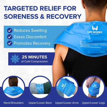 Gel Neck Ice Pack Wrap, Flexible Reusable Hot & Cold Pack, Soft Plush & Nylon Cover, Therapy Wrap for Neck, Shoulder & Upper Back Comfort, 23"x8"x5"