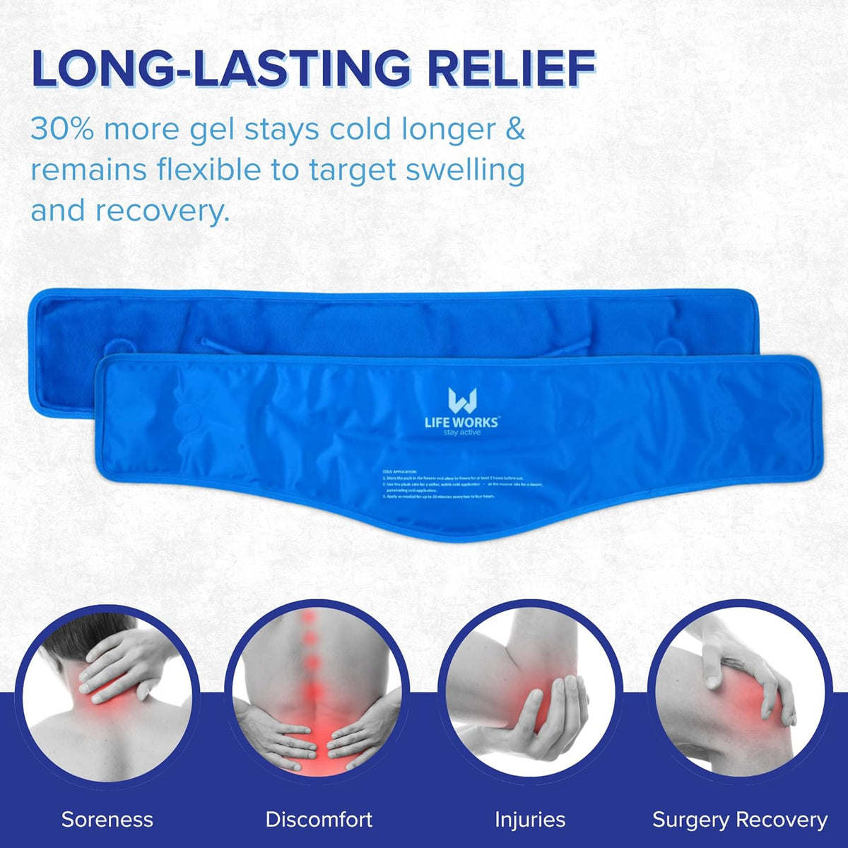 Gel Neck Ice Pack Wrap, Flexible Reusable Hot & Cold Pack, Soft Plush & Nylon Cover, Therapy Wrap for Neck, Shoulder & Upper Back Comfort, 23"x8"x5"