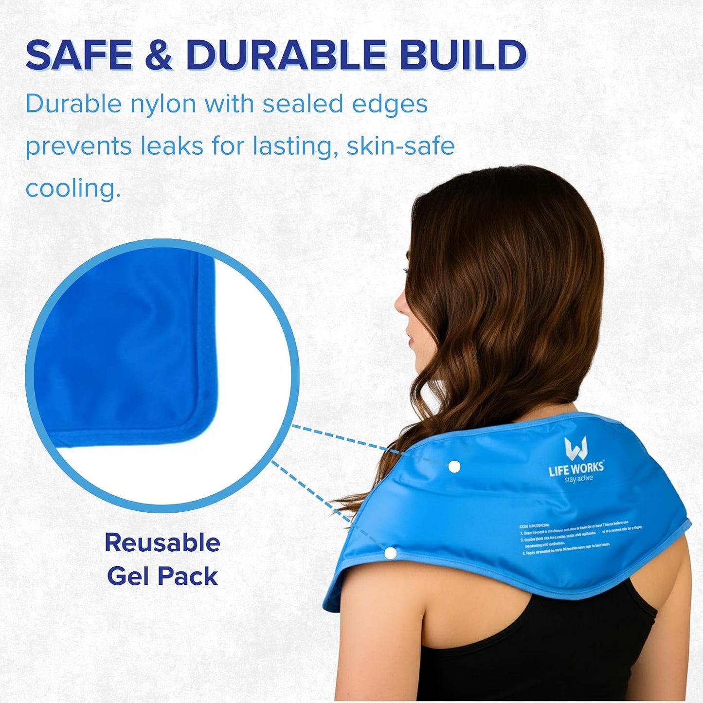 Gel Neck Ice Pack Wrap, Flexible Reusable Hot & Cold Pack, Soft Plush & Nylon Cover, Therapy Wrap for Neck, Shoulder & Upper Back Comfort, 23"x8"x5"