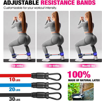 Ankle Resistance Bands with Cuffs, Ankle Bands for Working Out, Ankle Resistance Band for Leg, Booty Workout Equipment for Kickbacks Hip Fitness Training, Exercise Bands for Butt Lift Women