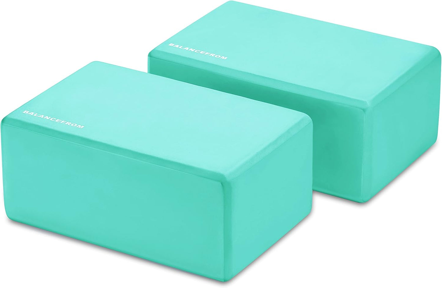 Set of 2 High Density Yoga Blocks, 9"x6"x4" Each, Pair (Green)