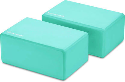 Set of 2 High Density Yoga Blocks, 9"x6"x4" Each, Pair (Green)