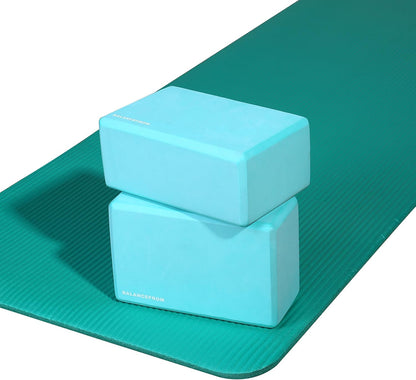 Set of 2 High Density Yoga Blocks, 9"x6"x4" Each, Pair (Green)