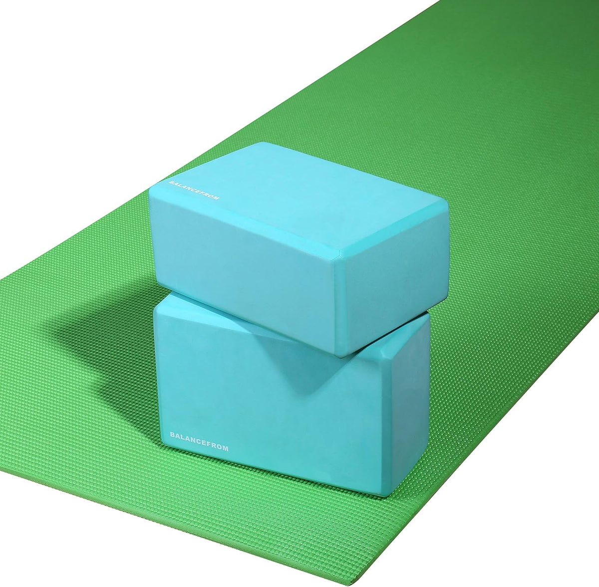 Set of 2 High Density Yoga Blocks, 9"x6"x4" Each, Pair (Green)