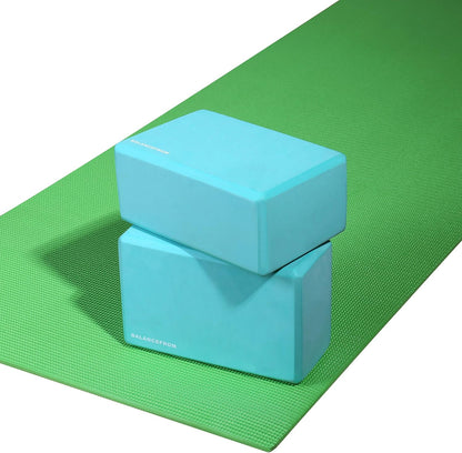 Set of 2 High Density Yoga Blocks, 9"x6"x4" Each, Pair (Green)