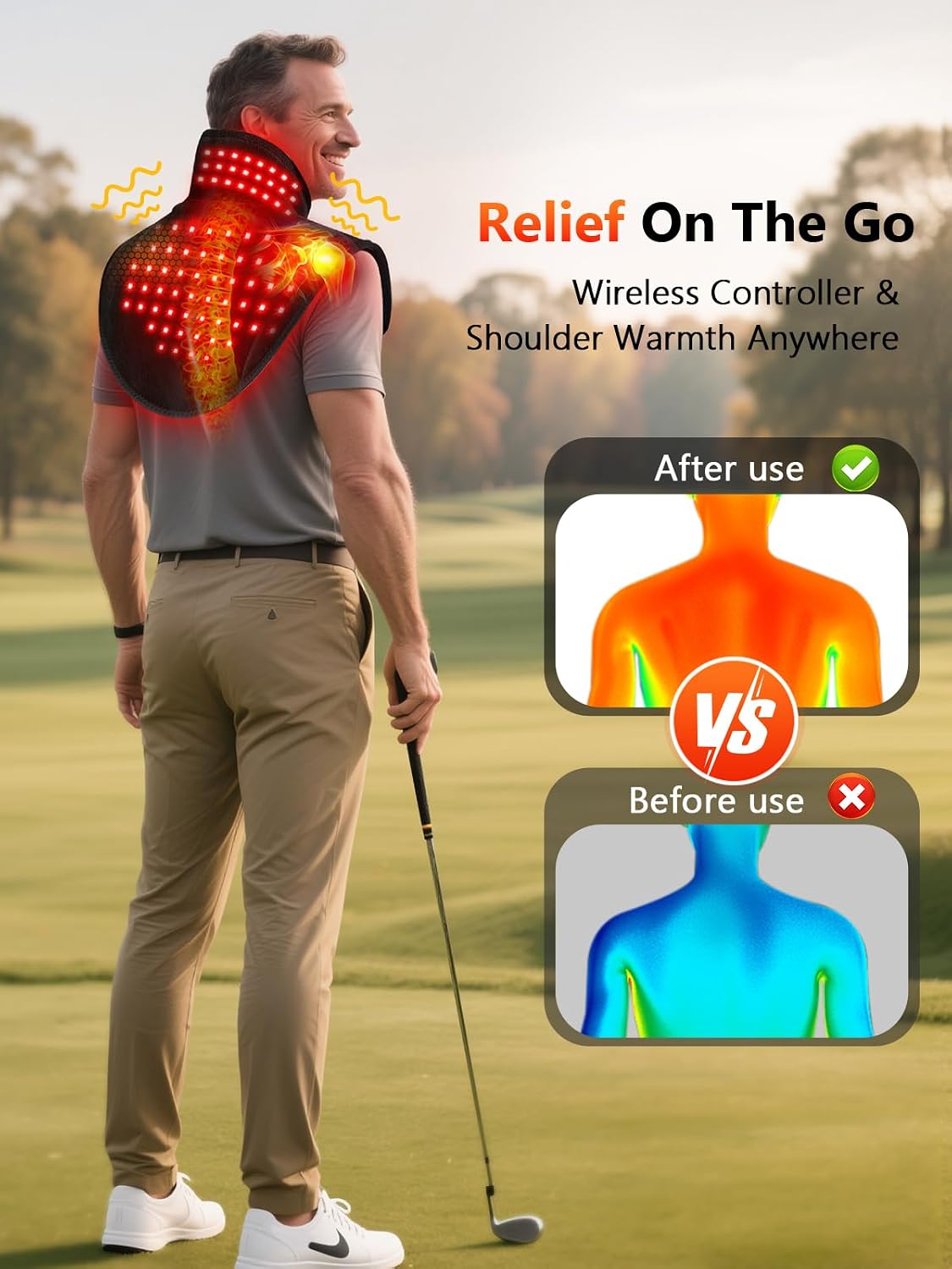 Red Light Therapy for Neck Shoulder with Heat & Massage, 5000mAh Controller Infrared Light Pad with 118 LEDs, Timer & Pulse Modes, Portable Design for Upper Back, Shoulder, Neck, Last 175-190mins