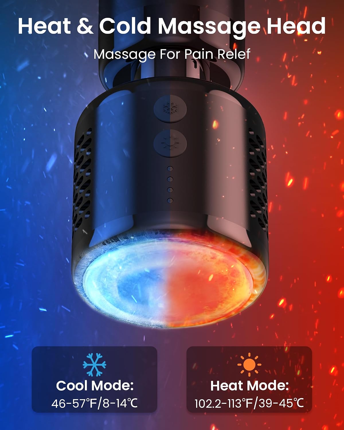 Massage Gun with Heat and Cold,Massage Gun Deep Tissue with Extension Handle & 3 Adjustable Angles,Handheld Percussion Back Massager for Muscle/Neck/Body Pain Relief,6 Heads,with Case