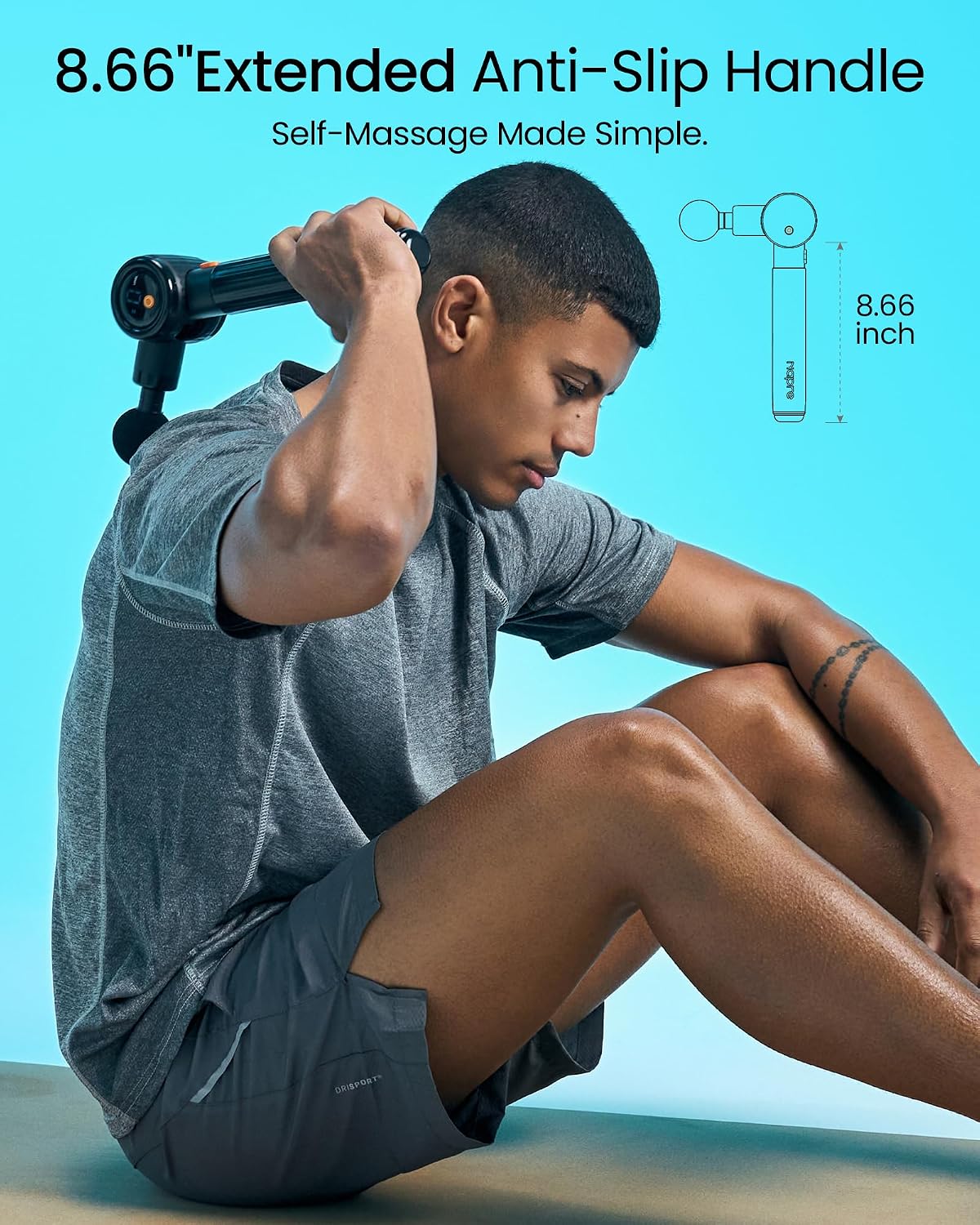 Massage Gun with Heat and Cold,Massage Gun Deep Tissue with Extension Handle & 3 Adjustable Angles,Handheld Percussion Back Massager for Muscle/Neck/Body Pain Relief,6 Heads,with Case