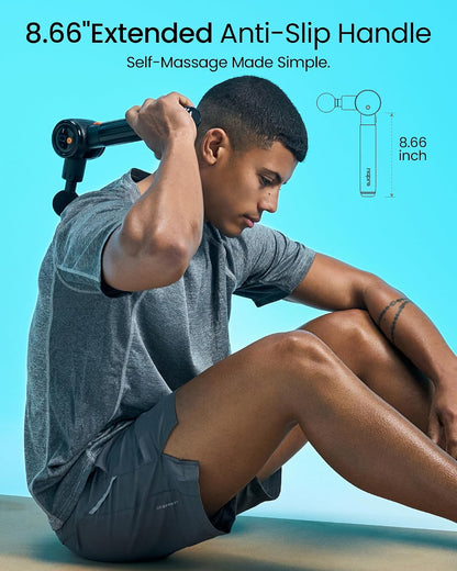 Massage Gun with Heat and Cold,Massage Gun Deep Tissue with Extension Handle & 3 Adjustable Angles,Handheld Percussion Back Massager for Muscle/Neck/Body Pain Relief,6 Heads,with Case