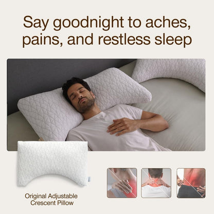 Coop Home Goods Original Adjustable Pillow, Queen Size Bed Pillow for Sleeping, Cross Cut Memory Foam Pillow - Medium Firm Back, Stomach and Side Sleeper Pillow, CertiPUR-US/GREENGUARD Gold