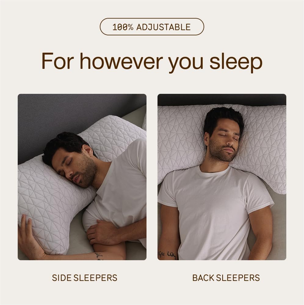 Coop Home Goods Original Adjustable Pillow, Queen Size Bed Pillow for Sleeping, Cross Cut Memory Foam Pillow - Medium Firm Back, Stomach and Side Sleeper Pillow, CertiPUR-US/GREENGUARD Gold