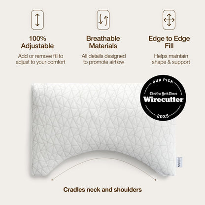 Coop Home Goods Original Adjustable Pillow, Queen Size Bed Pillow for Sleeping, Cross Cut Memory Foam Pillow - Medium Firm Back, Stomach and Side Sleeper Pillow, CertiPUR-US/GREENGUARD Gold