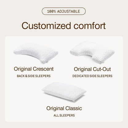 Coop Home Goods Original Adjustable Pillow, Queen Size Bed Pillow for Sleeping, Cross Cut Memory Foam Pillow - Medium Firm Back, Stomach and Side Sleeper Pillow, CertiPUR-US/GREENGUARD Gold