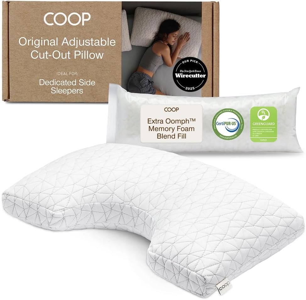 Coop Home Goods Original Adjustable Pillow, Queen Size Bed Pillow for Sleeping, Cross Cut Memory Foam Pillow - Medium Firm Back, Stomach and Side Sleeper Pillow, CertiPUR-US/GREENGUARD Gold