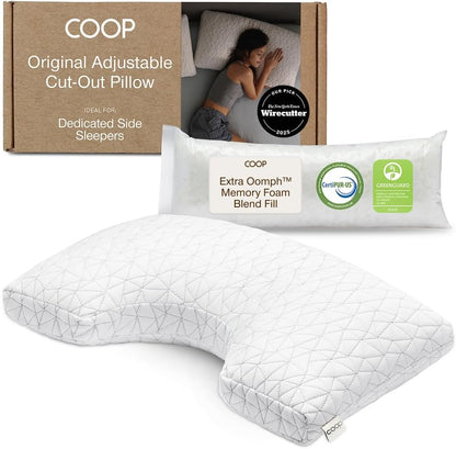 Coop Home Goods Original Adjustable Pillow, Queen Size Bed Pillow for Sleeping, Cross Cut Memory Foam Pillow - Medium Firm Back, Stomach and Side Sleeper Pillow, CertiPUR-US/GREENGUARD Gold