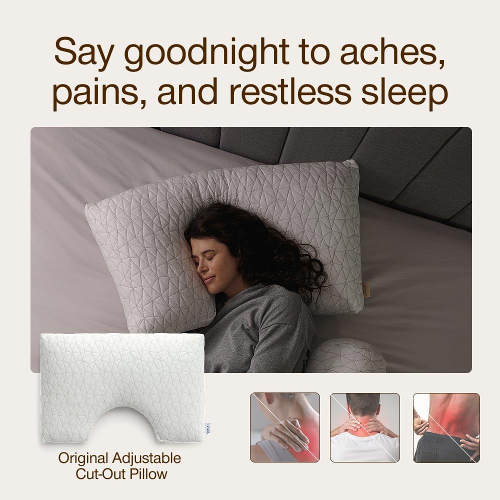 Coop Home Goods Original Adjustable Pillow, Queen Size Bed Pillow for Sleeping, Cross Cut Memory Foam Pillow - Medium Firm Back, Stomach and Side Sleeper Pillow, CertiPUR-US/GREENGUARD Gold