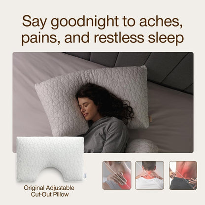Coop Home Goods Original Adjustable Pillow, Queen Size Bed Pillow for Sleeping, Cross Cut Memory Foam Pillow - Medium Firm Back, Stomach and Side Sleeper Pillow, CertiPUR-US/GREENGUARD Gold