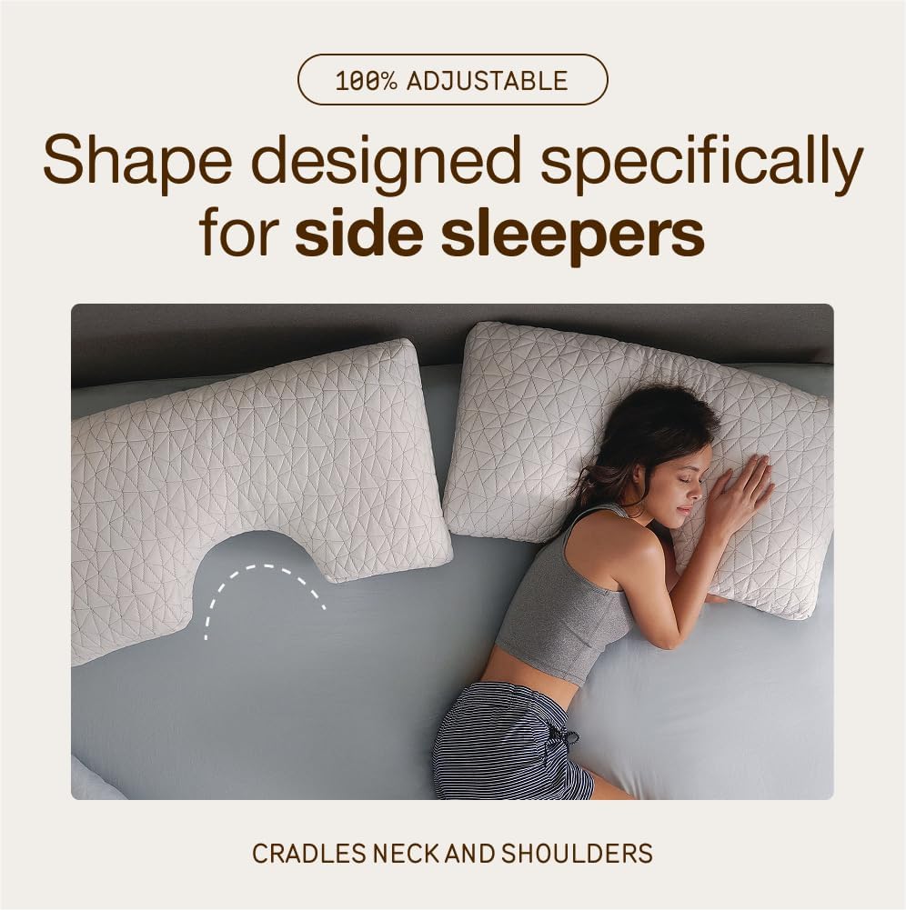Coop Home Goods Original Adjustable Pillow, Queen Size Bed Pillow for Sleeping, Cross Cut Memory Foam Pillow - Medium Firm Back, Stomach and Side Sleeper Pillow, CertiPUR-US/GREENGUARD Gold