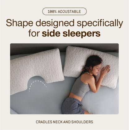 Coop Home Goods Original Adjustable Pillow, Queen Size Bed Pillow for Sleeping, Cross Cut Memory Foam Pillow - Medium Firm Back, Stomach and Side Sleeper Pillow, CertiPUR-US/GREENGUARD Gold