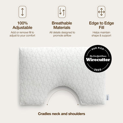 Coop Home Goods Original Adjustable Pillow, Queen Size Bed Pillow for Sleeping, Cross Cut Memory Foam Pillow - Medium Firm Back, Stomach and Side Sleeper Pillow, CertiPUR-US/GREENGUARD Gold