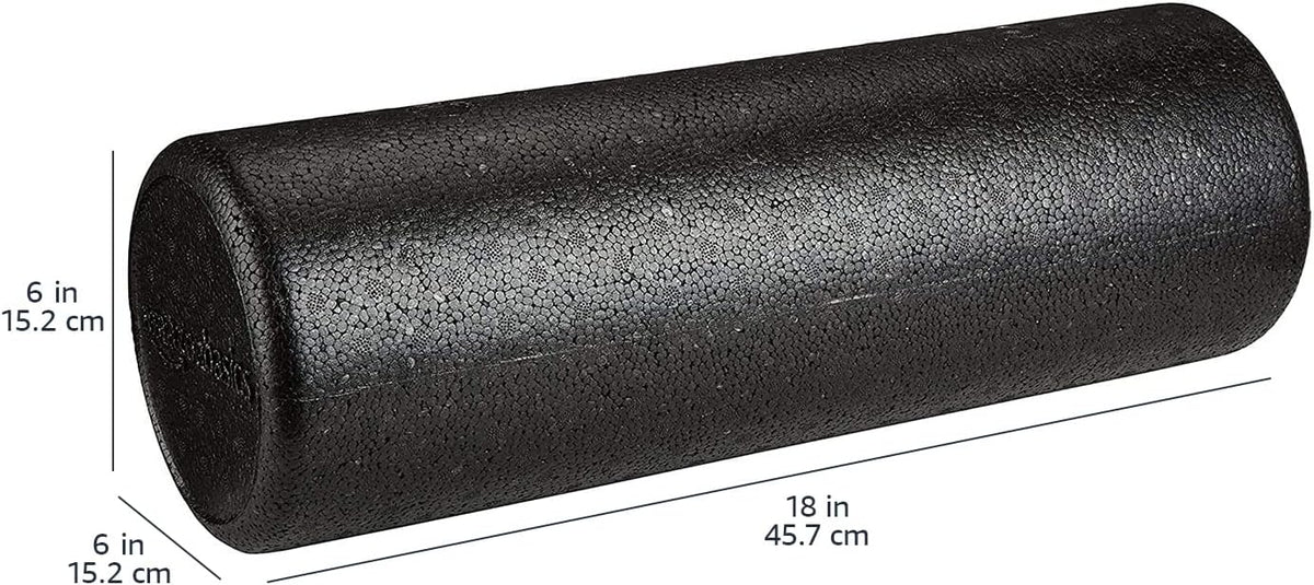 High-Density Foam Roller for Exercise and Recovery, 18 Inches, Black