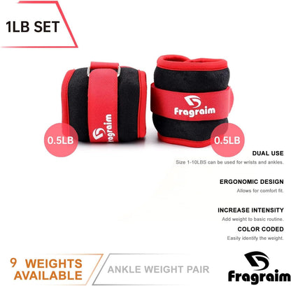 Ankle Weights for Women, Men and Kids - 1/2/3/4/6/8/10/12/15/20 LBS 1 Pair Strength Training Wrist/Leg/Arm Weight with Adjustable Strap for Jogging, Gymnastics, Aerobics, Home Fitness, Physical Therapy