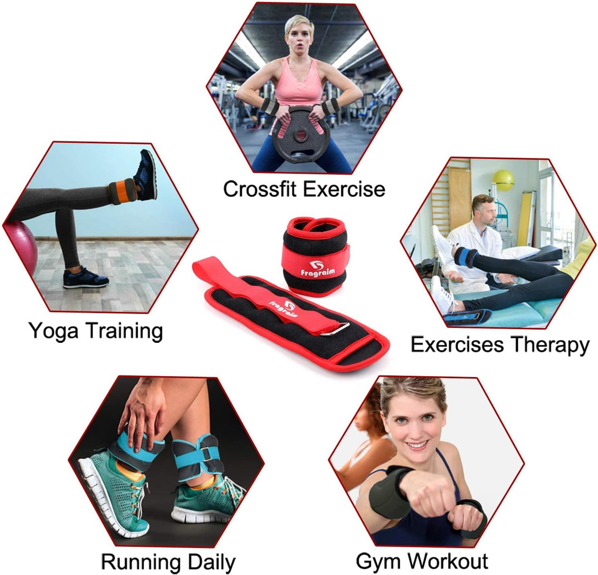 Ankle Weights for Women, Men and Kids - 1/2/3/4/6/8/10/12/15/20 LBS 1 Pair Strength Training Wrist/Leg/Arm Weight with Adjustable Strap for Jogging, Gymnastics, Aerobics, Home Fitness, Physical Therapy