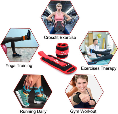 Ankle Weights for Women, Men and Kids - 1/2/3/4/6/8/10/12/15/20 LBS 1 Pair Strength Training Wrist/Leg/Arm Weight with Adjustable Strap for Jogging, Gymnastics, Aerobics, Home Fitness, Physical Therapy