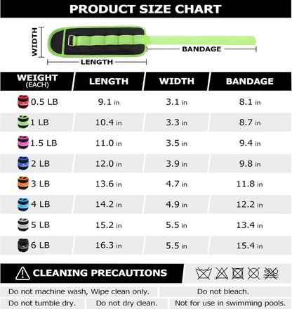 Ankle Weights for Women, Men and Kids - 1/2/3/4/6/8/10/12/15/20 LBS 1 Pair Strength Training Wrist/Leg/Arm Weight with Adjustable Strap for Jogging, Gymnastics, Aerobics, Home Fitness, Physical Therapy
