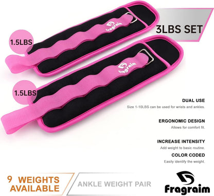 Ankle Weights for Women, Men and Kids - 1/2/3/4/6/8/10/12/15/20 LBS 1 Pair Strength Training Wrist/Leg/Arm Weight with Adjustable Strap for Jogging, Gymnastics, Aerobics, Home Fitness, Physical Therapy