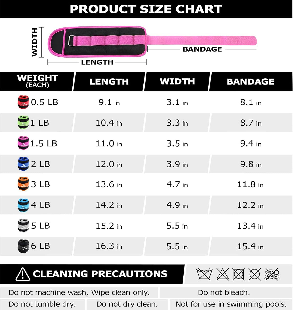 Ankle Weights for Women, Men and Kids - 1/2/3/4/6/8/10/12/15/20 LBS 1 Pair Strength Training Wrist/Leg/Arm Weight with Adjustable Strap for Jogging, Gymnastics, Aerobics, Home Fitness, Physical Therapy