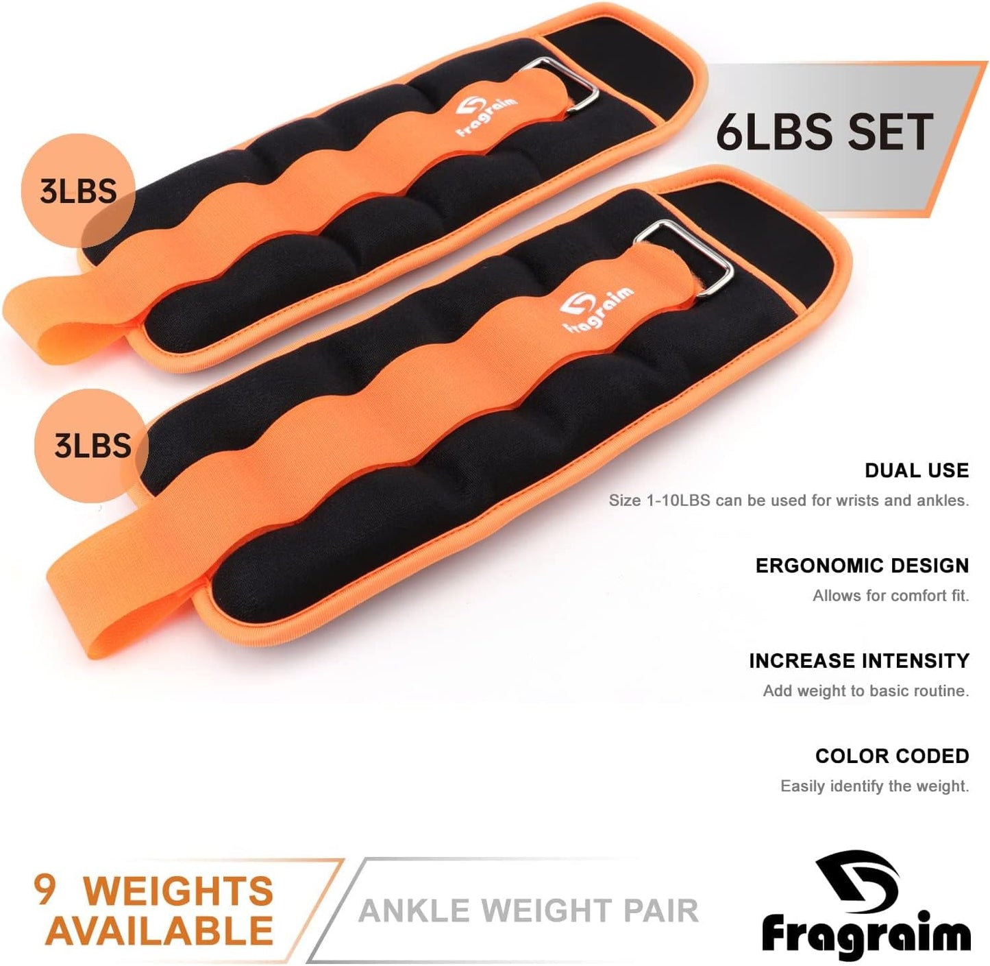 Ankle Weights for Women, Men and Kids - 1/2/3/4/6/8/10/12/15/20 LBS 1 Pair Strength Training Wrist/Leg/Arm Weight with Adjustable Strap for Jogging, Gymnastics, Aerobics, Home Fitness, Physical Therapy
