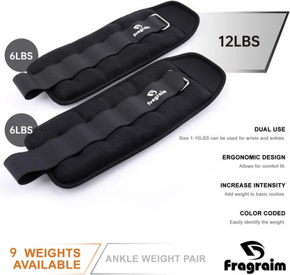 Ankle Weights for Women, Men and Kids - 1/2/3/4/6/8/10/12/15/20 LBS 1 Pair Strength Training Wrist/Leg/Arm Weight with Adjustable Strap for Jogging, Gymnastics, Aerobics, Home Fitness, Physical Therapy