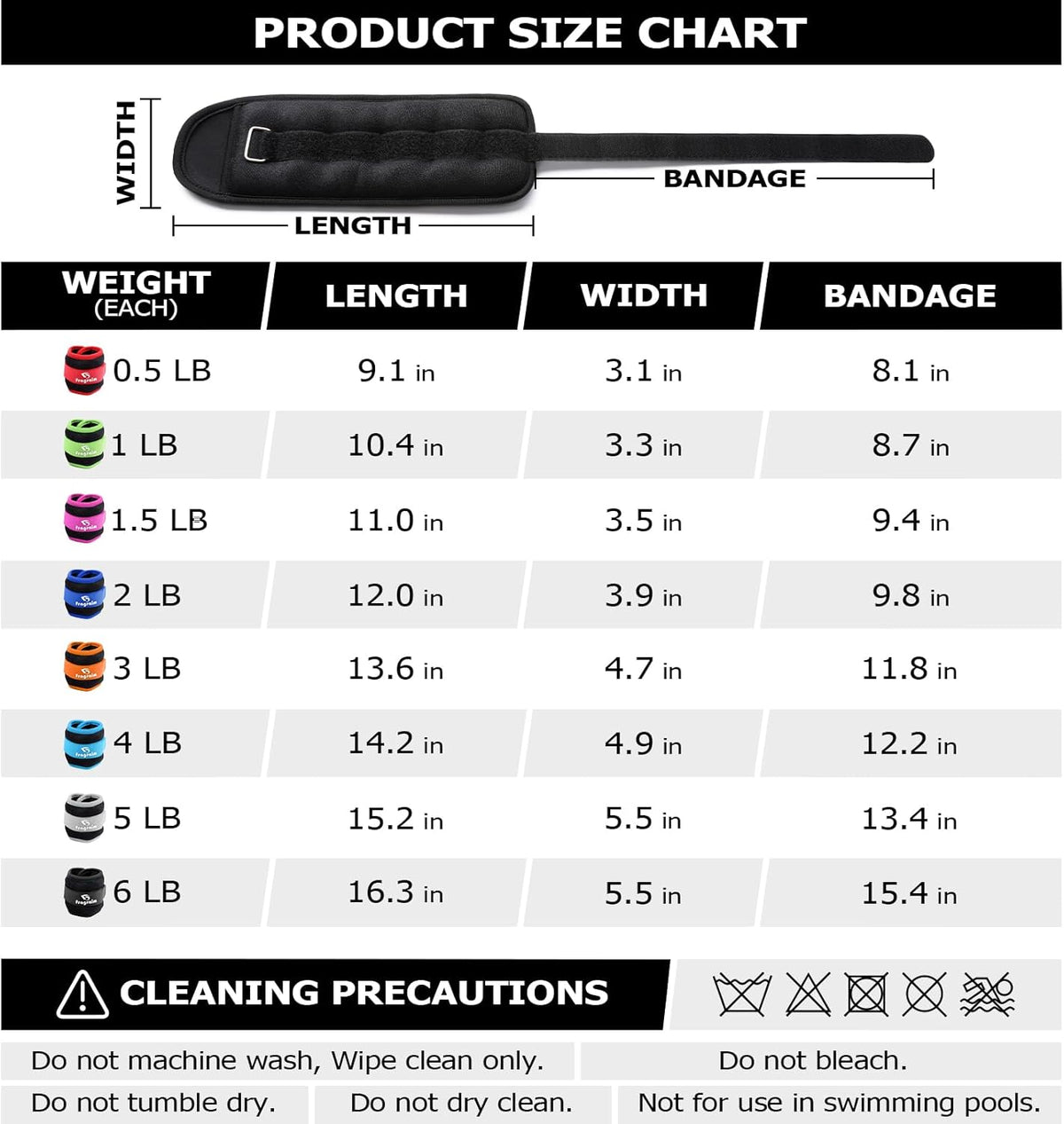 Ankle Weights for Women, Men and Kids - 1/2/3/4/6/8/10/12/15/20 LBS 1 Pair Strength Training Wrist/Leg/Arm Weight with Adjustable Strap for Jogging, Gymnastics, Aerobics, Home Fitness, Physical Therapy