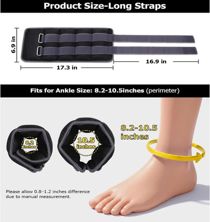 Ankle Weights for Women, Men and Kids - 1/2/3/4/6/8/10/12/15/20 LBS 1 Pair Strength Training Wrist/Leg/Arm Weight with Adjustable Strap for Jogging, Gymnastics, Aerobics, Home Fitness, Physical Therapy