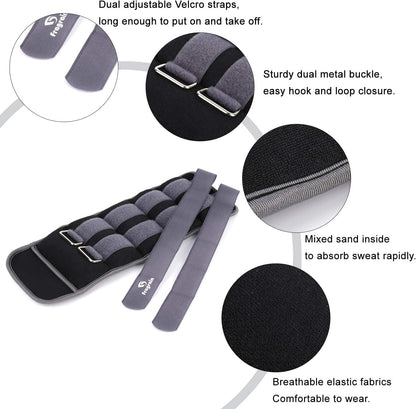 Ankle Weights for Women, Men and Kids - 1/2/3/4/6/8/10/12/15/20 LBS 1 Pair Strength Training Wrist/Leg/Arm Weight with Adjustable Strap for Jogging, Gymnastics, Aerobics, Home Fitness, Physical Therapy
