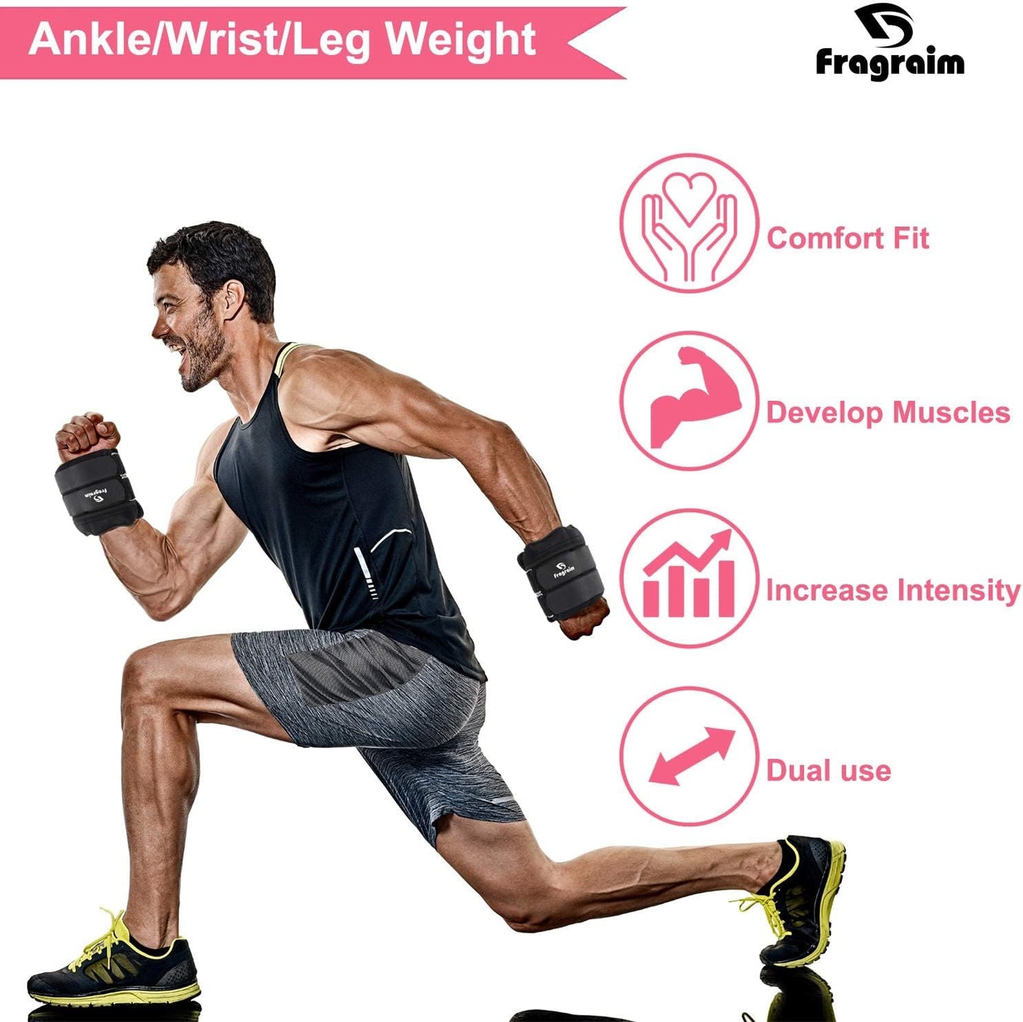 Ankle Weights for Women, Men and Kids - 1/2/3/4/6/8/10/12/15/20 LBS 1 Pair Strength Training Wrist/Leg/Arm Weight with Adjustable Strap for Jogging, Gymnastics, Aerobics, Home Fitness, Physical Therapy