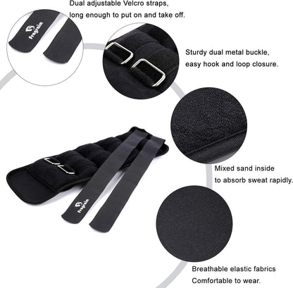 Ankle Weights for Women, Men and Kids - 1/2/3/4/6/8/10/12/15/20 LBS 1 Pair Strength Training Wrist/Leg/Arm Weight with Adjustable Strap for Jogging, Gymnastics, Aerobics, Home Fitness, Physical Therapy