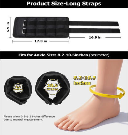 Ankle Weights for Women, Men and Kids - 1/2/3/4/6/8/10/12/15/20 LBS 1 Pair Strength Training Wrist/Leg/Arm Weight with Adjustable Strap for Jogging, Gymnastics, Aerobics, Home Fitness, Physical Therapy