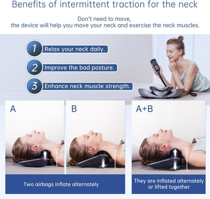 Cervical Traction Device, Neck Stretcher with Heat & Electrotherapy